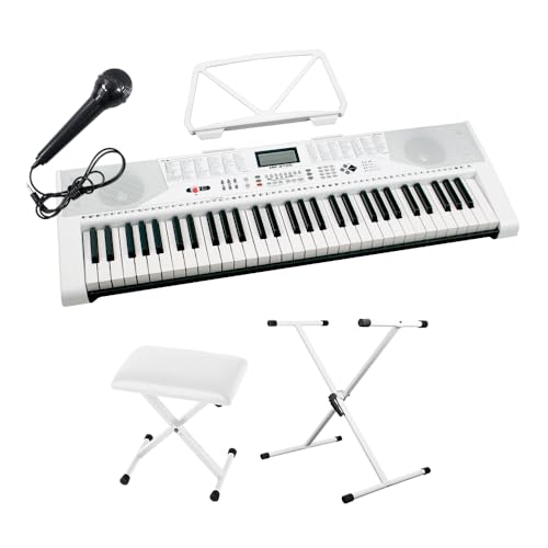 Amazon.co.jp: JOY MK-2100 白スタンド・白イスセット 61鍵盤 マイク